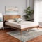 Baxton Studio Nura Mid-Century Modern Walnut Brown Finished Wood and Synthetic Rattan Full Size Platform Bed 190-9819-9801-ZORO - alternate 1